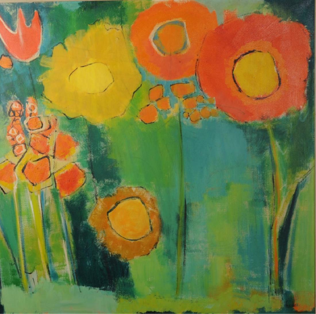 Fraun Oil on Canvas Abstract Flowers (1 of 5)