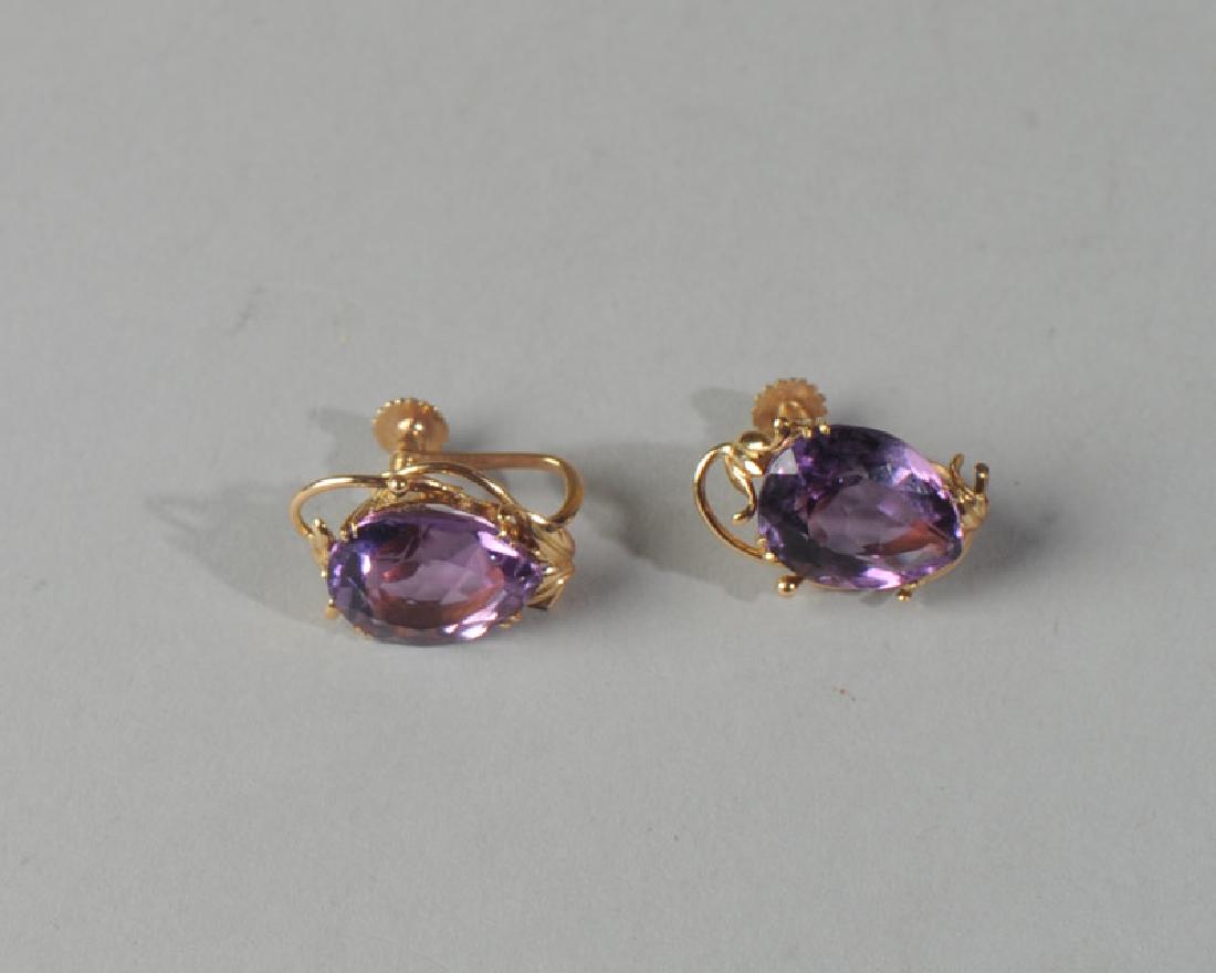 14k and Pear Shaped Amethyst Screwback Earrings (1 of 2)