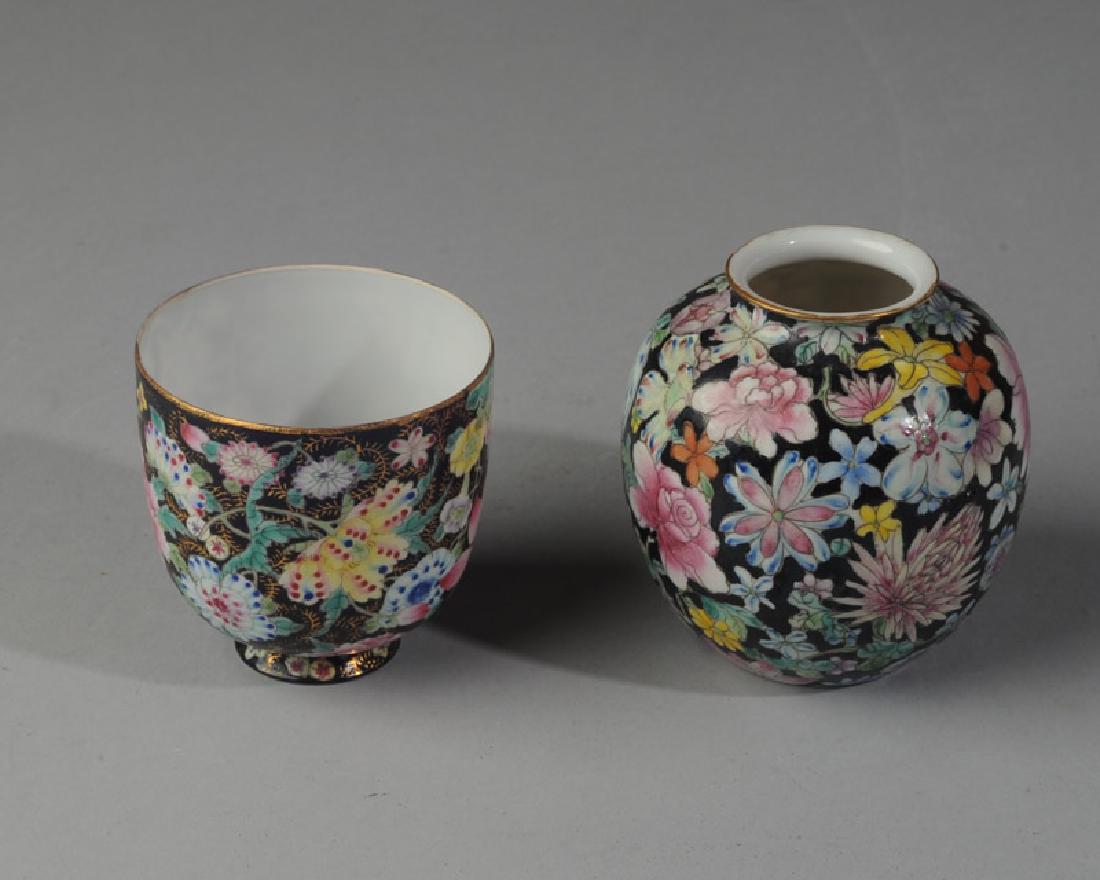 Chinese Millefleur Eggshell Porcelain Cup & Vase (1 of 7)