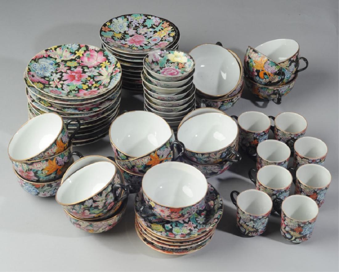 64 Pc. Chinese Millefleur Cups Saucers Plates (1 of 10)