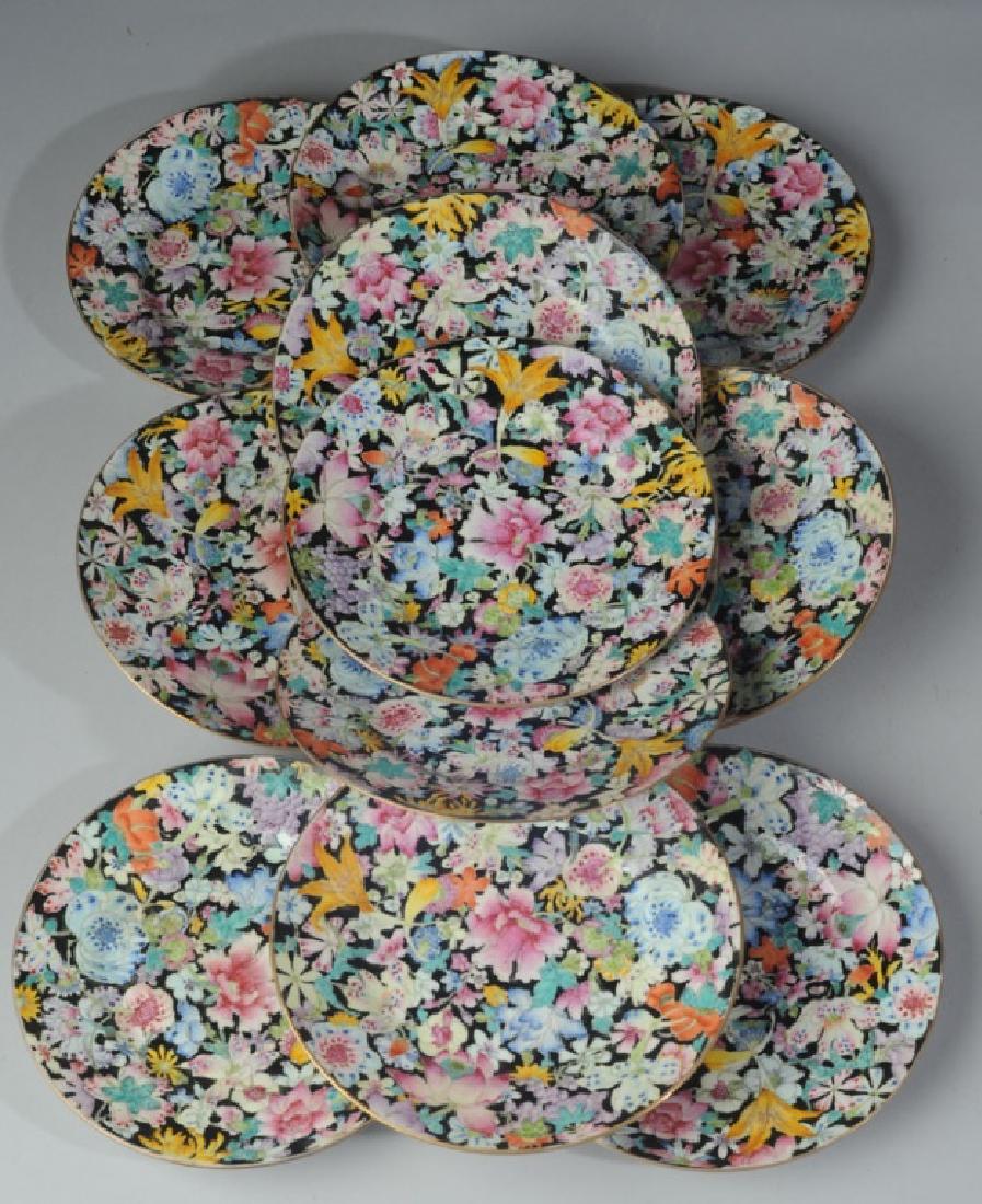 Set of 12 Chinese Porcelain Millefleur Plates (1 of 9)