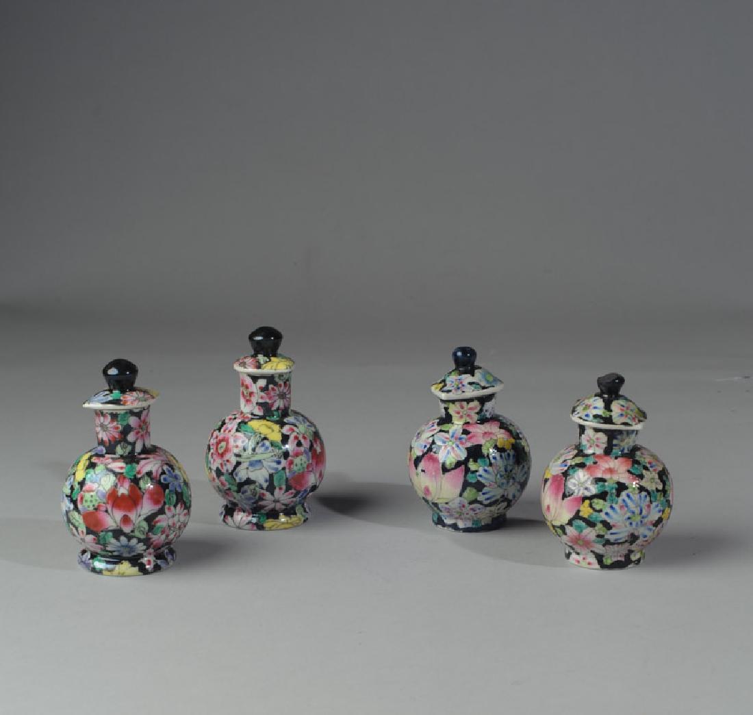 4 Chinese Millefleur Lidded Porcelain Ewers (1 of 8)