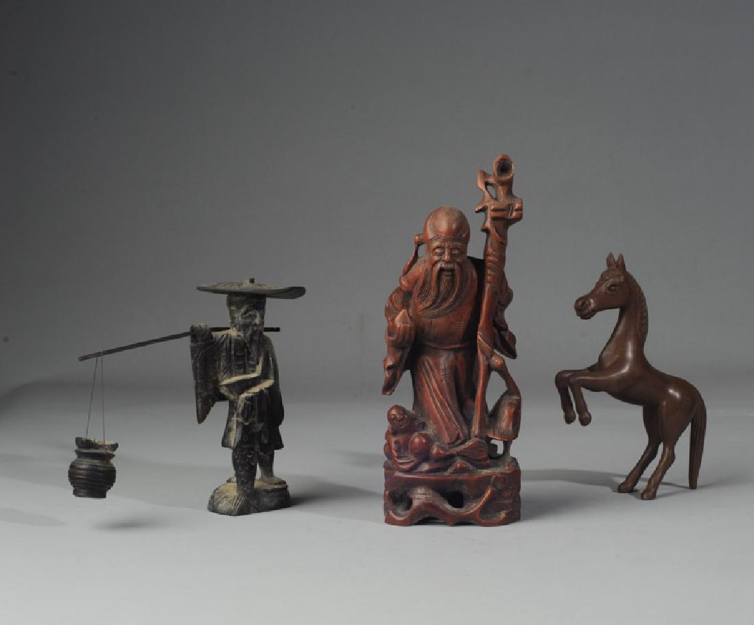 Three Vintage Chinese Carved Wooden Figures (1 of 4)