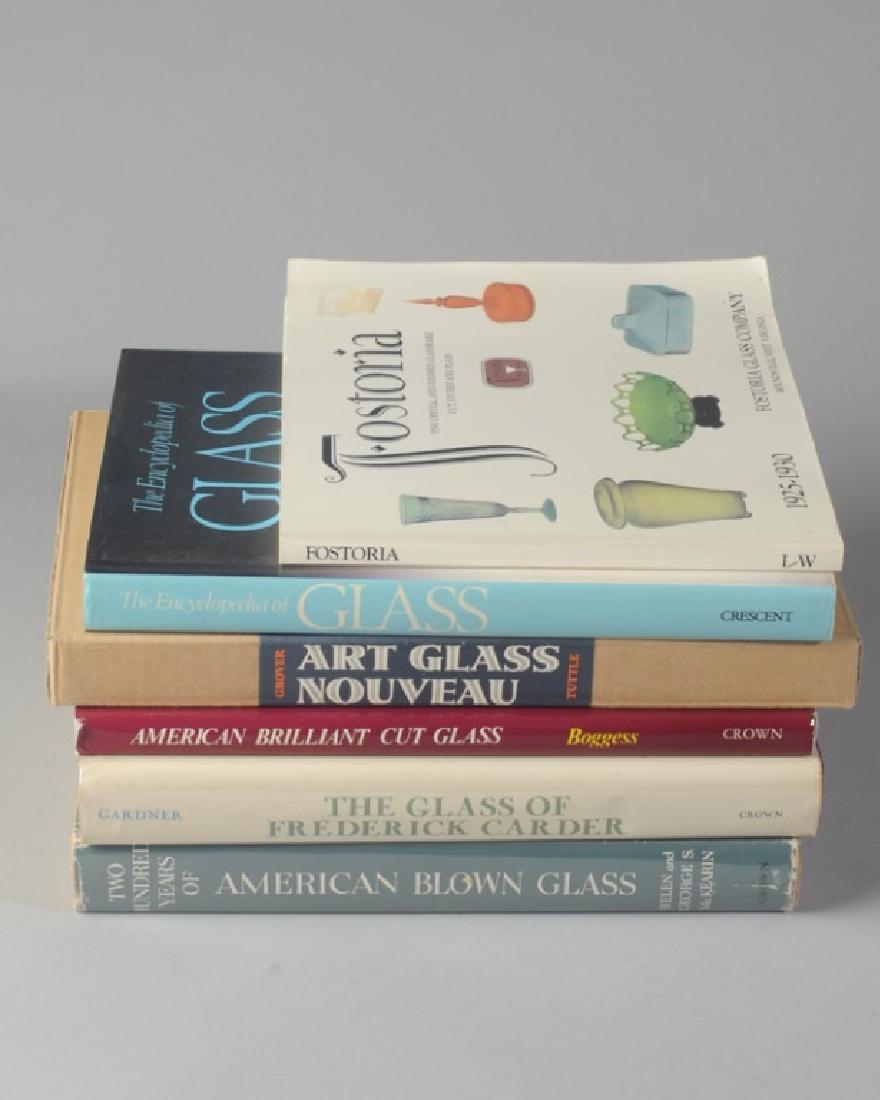 Six Books about Collectible Glass: Including " Fostoria 1925 - 1930 (reprint of supplementary catalog)", "Art Glass Nouveau" by Ray & Lee Grover, "Two Hundred Years of American Blown Glass" by Helen & George S. McKearin, "The Glass of