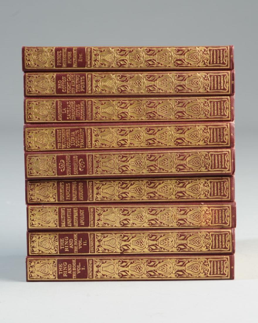 Incomplete Set of 19th C. Robert Browning Works: Published by Thomas Y. Crowell & Company, New York, copyright 1898, 9 volumes, not a complete set.