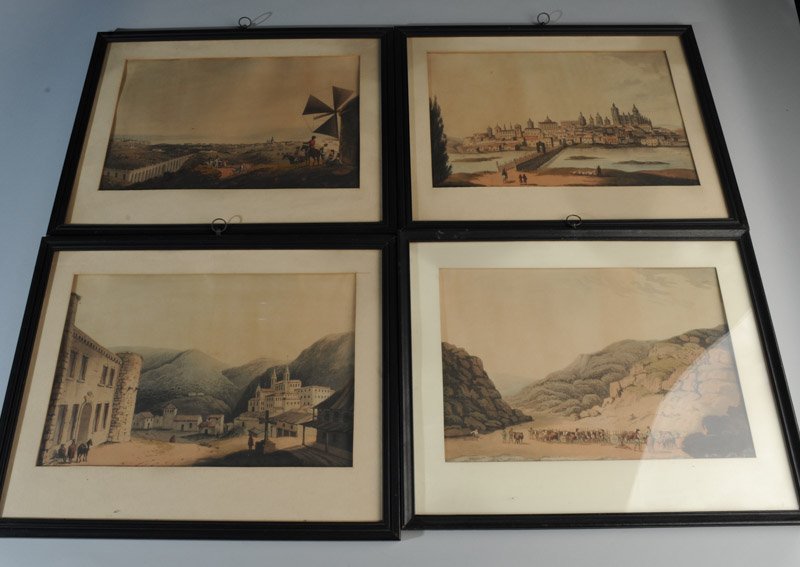 17 Prints British Army in Spain & Portugal 1808: Seventeen framed aquatints made from sketches by Rev. William Bradford, from a work entitled "Sketches of the country, character, and costume, in Portugal and Spain, made during the Campaign, and on t