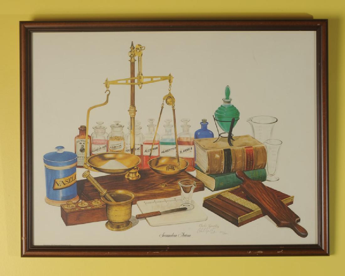 Charles Spaulding Print "Secundem Artem": Copyright 1978, pencil signed and numbered 843/5000 lower right. Image: approx. 17 3/4". x 23 1/2". Frame: approx. 19 1/2" x 25 1/2".