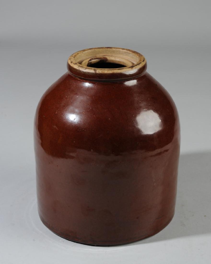 E. 20th C. Wax Sealer Brown Glaze Stoneware Crock (1 of 3)
