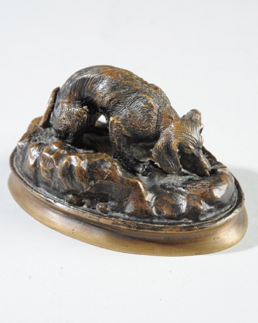 19th C. French Bronze Dog Sculpture Signed (1 of 4)