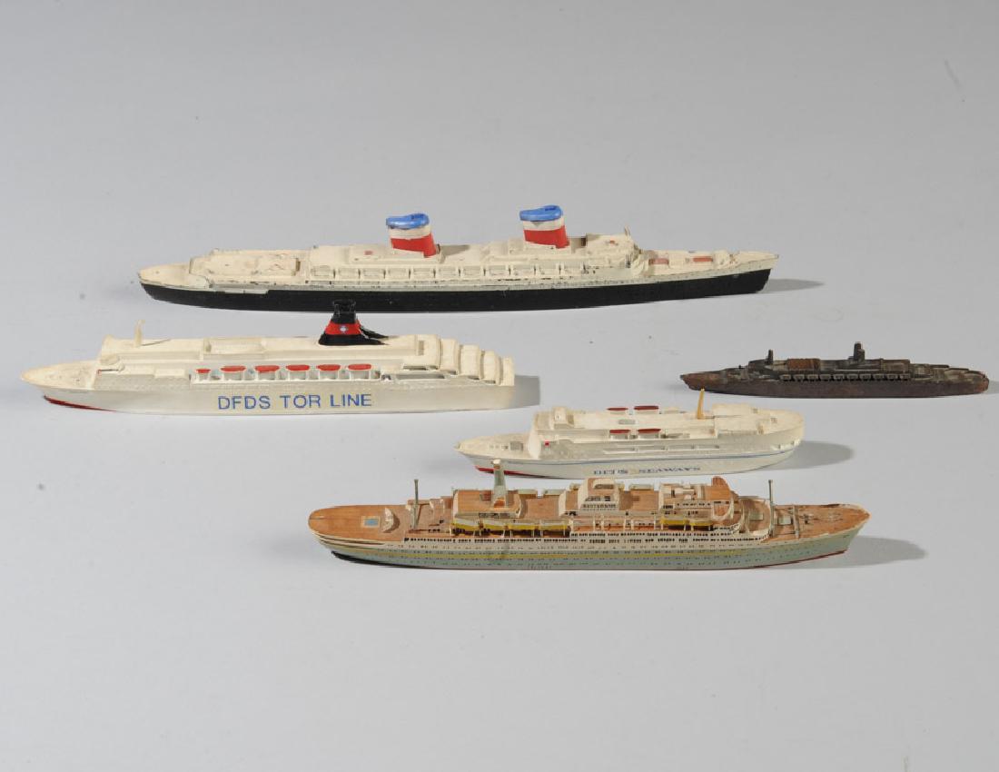Ship Models: Wooden Rotterdam (1959), two diecast DFDS, etc.