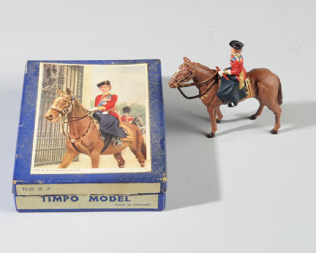 Timpo Model Elizabeth II on Horse: Mint in box. Box size: approx. 5" x 4".