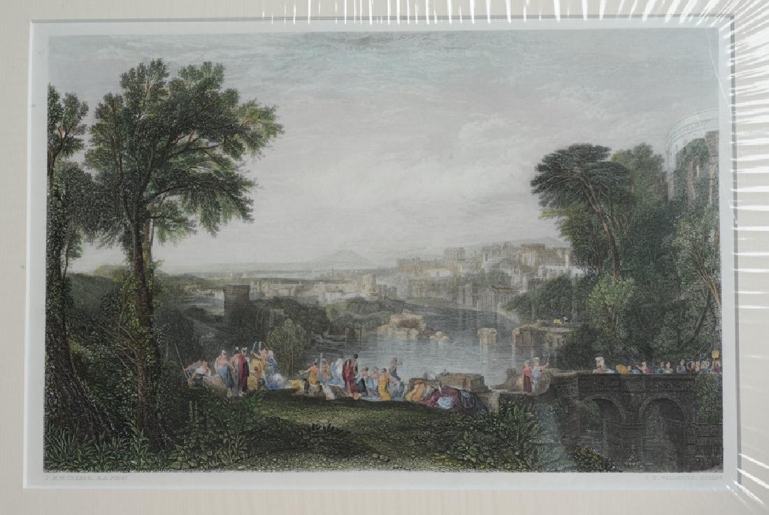 Hand-Colored 1863 Engraving, J. M. W. Turner: Engraved by J. T. Wilmore after a painting by Joseph Mallord William Turner, (1775-1851,) entitled "Dido and Aeneas" According to the catalog notes at the Tate museum's exhibition of the painting, the