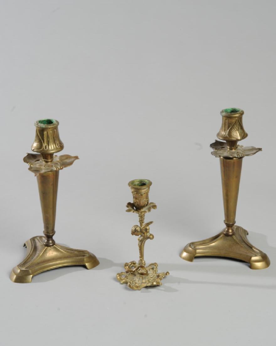 Three Brass Art Nouveau Candlesticks (1 of 1)