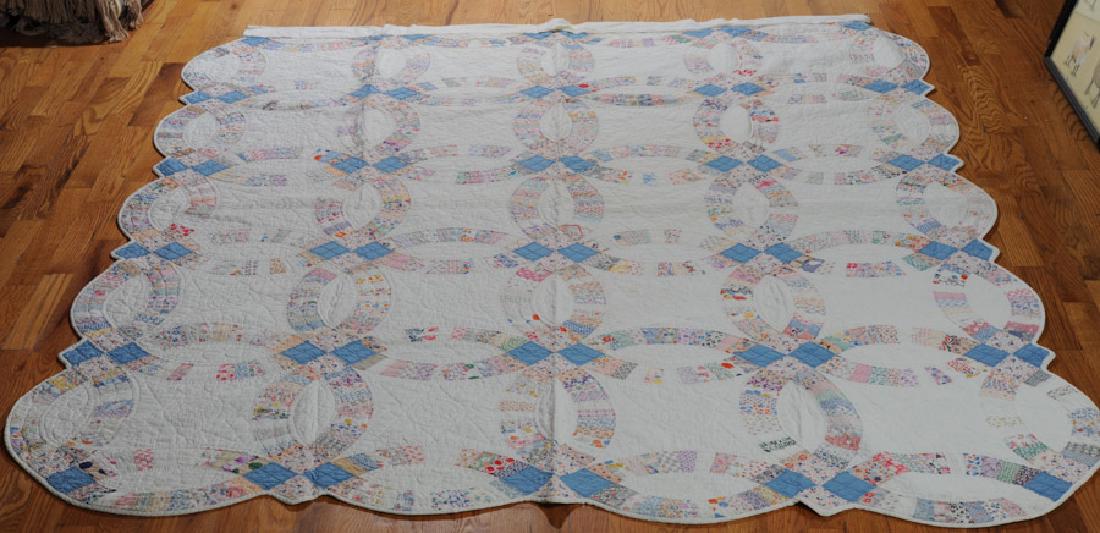 Vintage Double Wedding Ring Quilt 1920s-30s (1 of 7)
