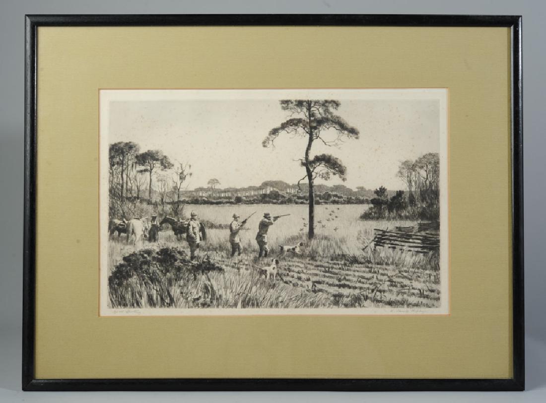A. Lassell Ripley Drypoint "Quail Shooting" (1 of 3)