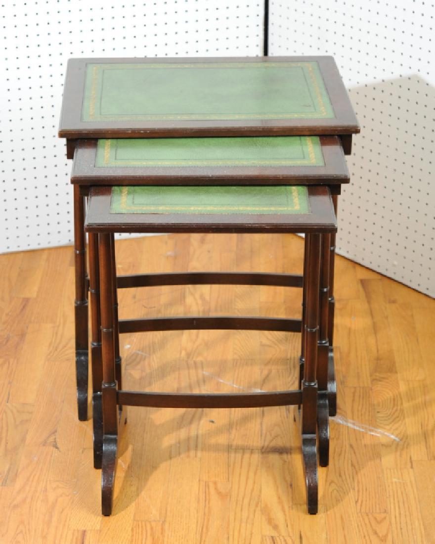 Set of Three Vintage Leather Top Nesting Tables (1 of 4)