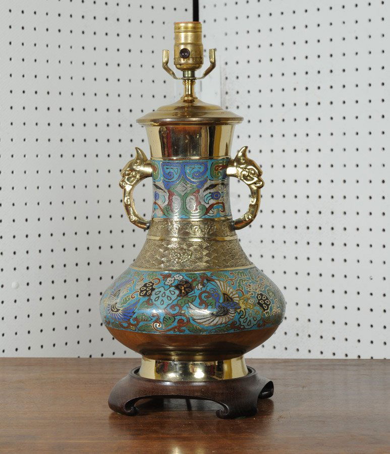 Chinese or Japanese Champleve Vase Lamp (1 of 4)