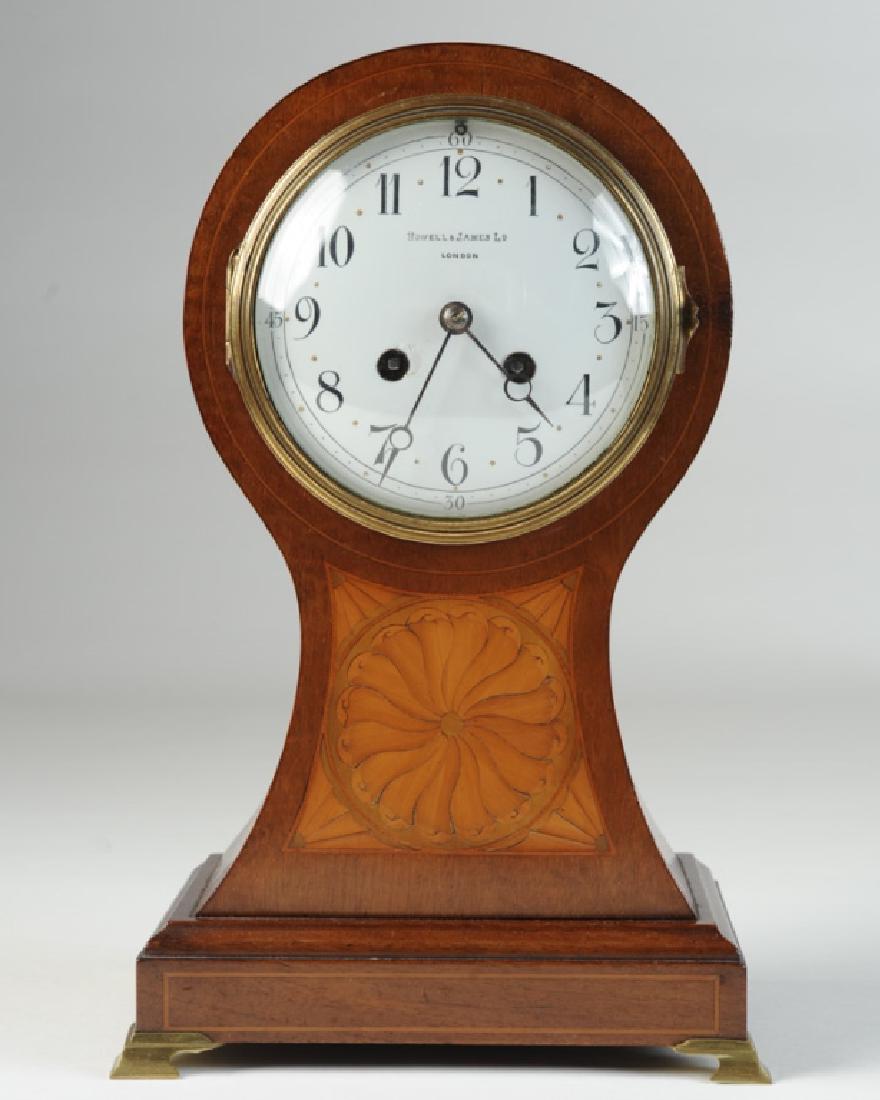 Edwardian Satinwood & Olivewood Inlaid Clock (1 of 4)