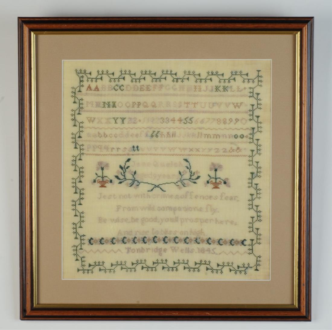 19th C. Silk Needlework Sampler (1 of 3)