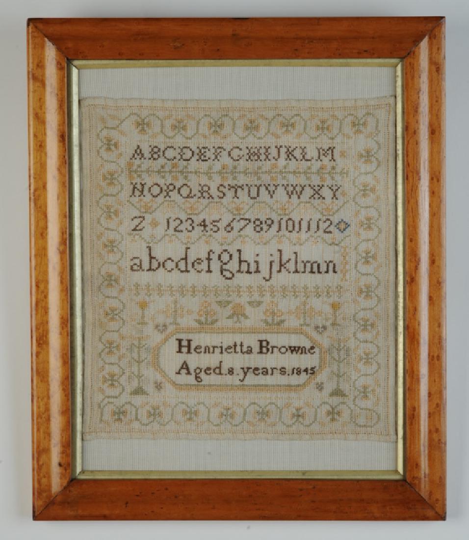 19th C. Silk Needlework Sampler (1 of 4)