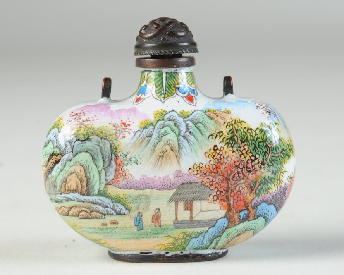 Chinese Canton Enamel Landscape Snuff Bottle (1 of 4)