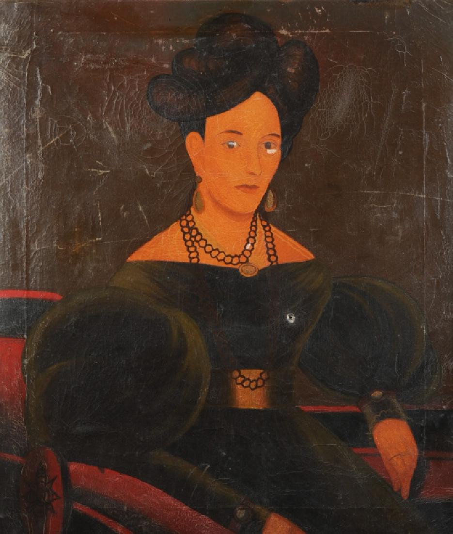 Large 19th C. Folk Art Portrait of a Lady (1 of 6)