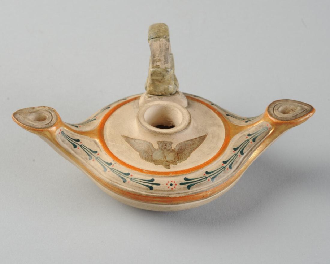 19th C Hjorth Danish Art Pottery Oil Lamp (1 of 3)
