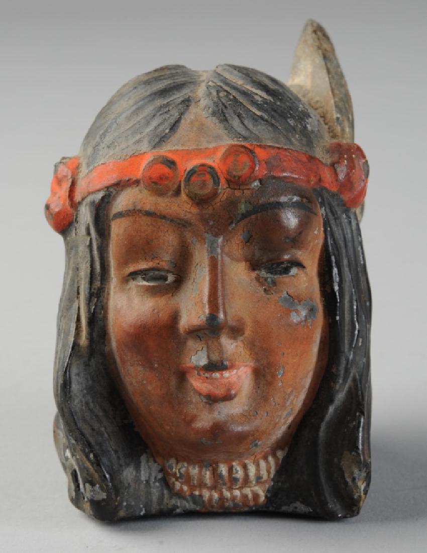 Antique Spelter Still Bank Female Indian Head (1 of 4)