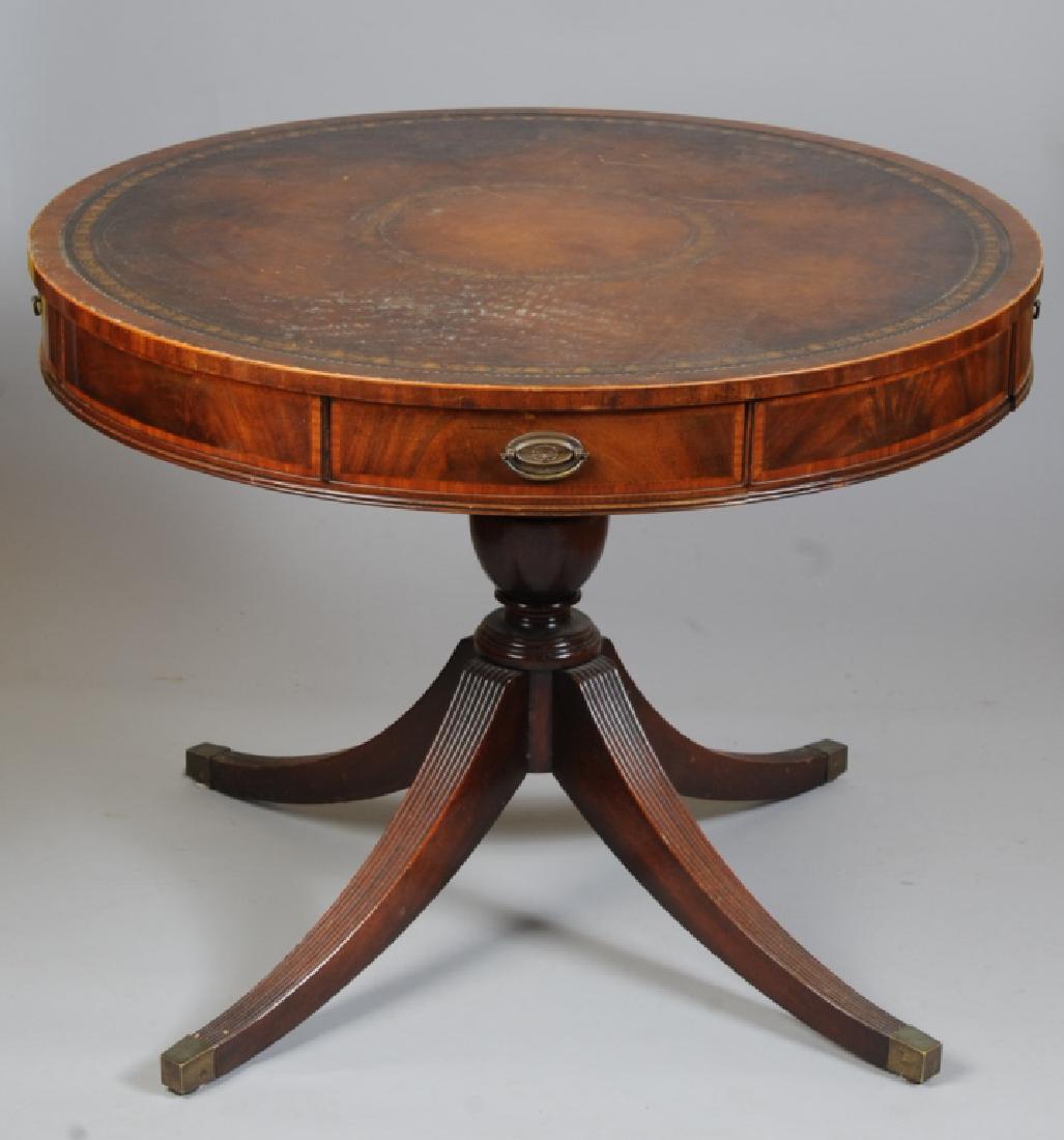 Vintage Leather Top Drum Table (1 of 3)