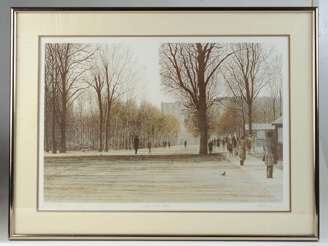 Harold Altman (1924 - 2003) Lithograph: "November 1979", pencil signed lower right, titled lower center, "Artist Proof" lower left. Altman was active and lived in Pennsylvania and France. Image: approx. 18" x 26". Frame: approx. 24 1/4" x 3