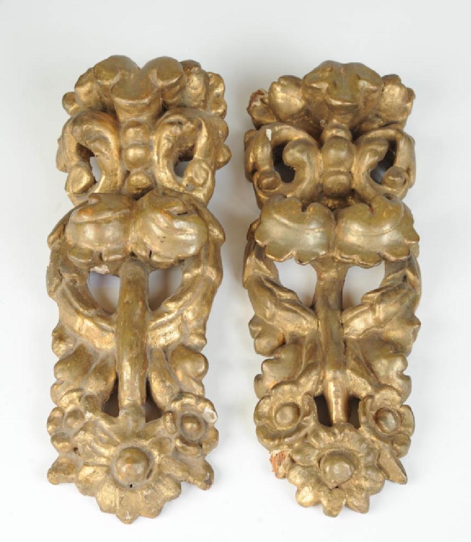 Two Antique Giltwood Architectural Elements: Approx. 14 1/2" x 5 1/4". Provenance: The collection of Ambassador and Mrs. Alexander Weddell of Virginia House Museum, Richmond, Virginia.
