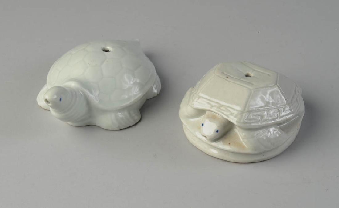 Two Chinese or Korean Celadon Glaze Water Droppers: Longest: approx. 5". H: approx. 1 3/4".