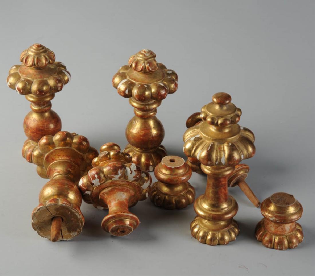8 Gilt Painted Wooden Architectural Elements: Longest: approx. 7 3/4". Provenance: The collection of Ambassador and Mrs. Alexander Weddell of Virginia House Museum, Richmond, Virginia.