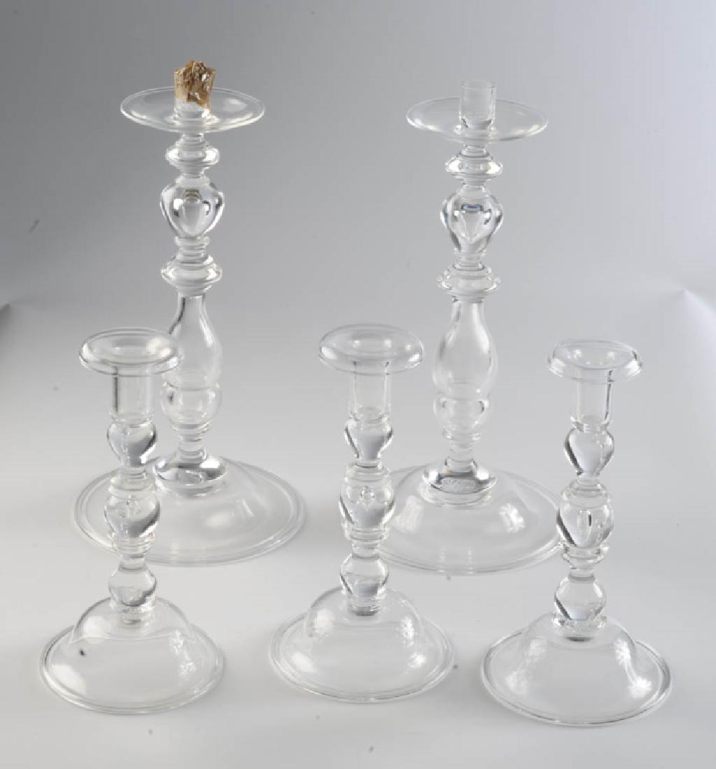 Five Steuben Glass Teardrop Candlesticks (1 of 2)