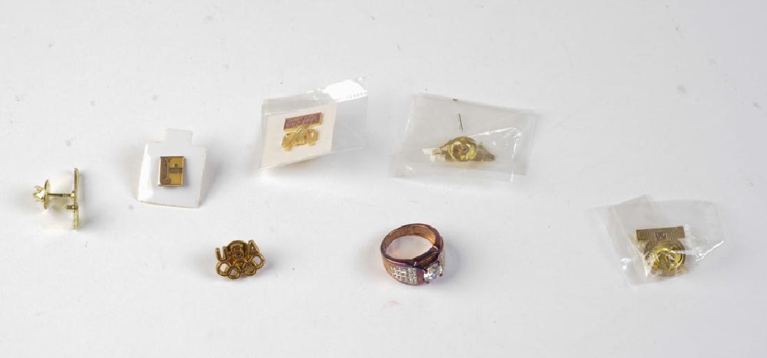 Jewelry and Accessory Lot: Sterling silver ring marked 925, 10k gold NAP pin, etc. Provenance: Estate of Dr. Don S. Ayers, Richmond, VA.