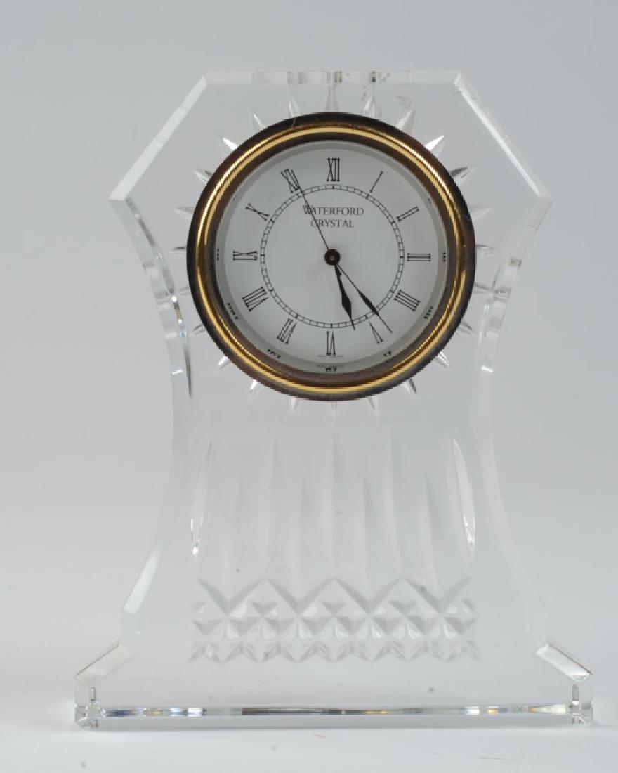 Waterford Crystal Shelf Clock: Both clock and base marked "Waterford". H: approx. 6 1/2". Provenance: Estate of Dr. Don S. Ayers, Richmond, VA.