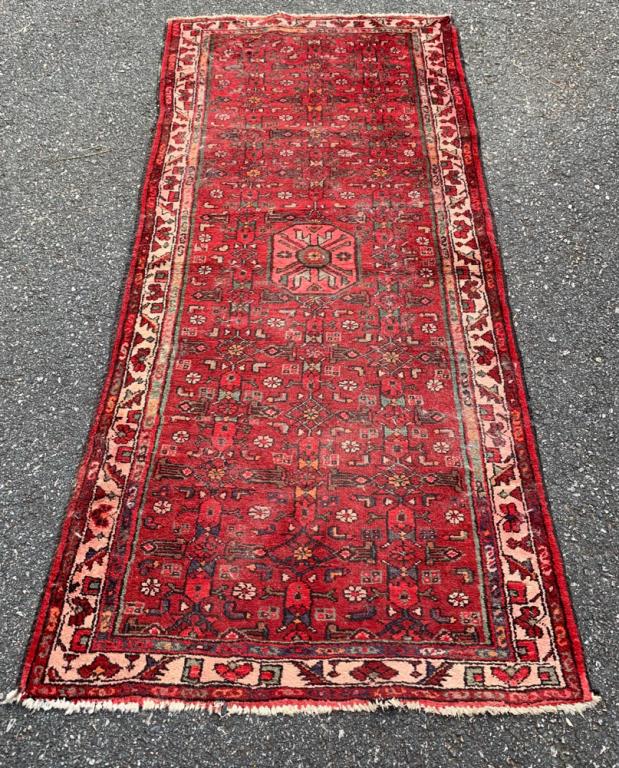 Persian Hamadan Rug: Approx. 6' 8" x 3' 1". Provenance: From the descendants of Jonathan Winship III (Massachusetts, 1780 â€“ 1843.) A sailor and business man, Winship and his brothers are credited with making the fi