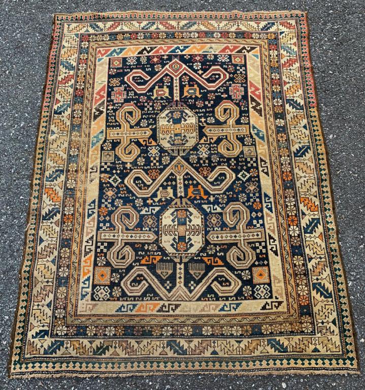 Antique Kazak Rug: Approx. 4' 10" x 3' 8".Provenance: From the descendants of Jonathan Winship III (Massachusetts, 1780 â€“ 1843.) A sailor and business man, Winship and his brothers are credited with making the fi