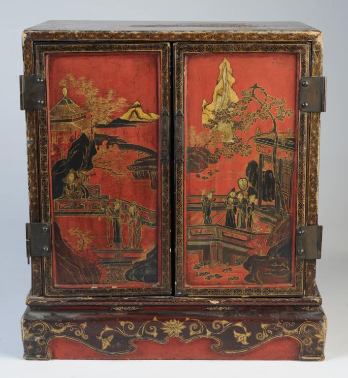 19th C. Chinese Miniature Lacquer Cabinet (1 of 10)