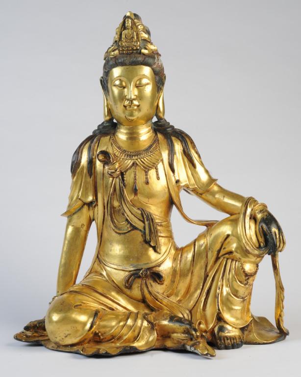 Chinese Gilt Bronze Seated Guanyin (1 of 10)