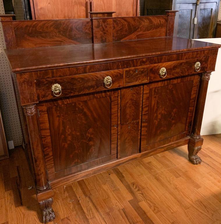 19th C. American Empire Flame Mahogany Sideboard (1 of 5)