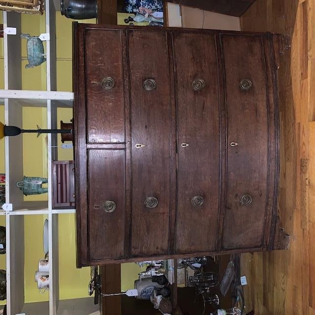 Antique Oak Bowfront Chest of Drawers (1 of 4)