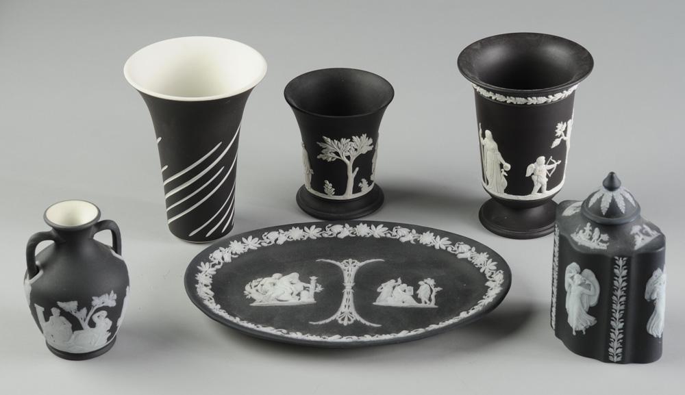 6 Piece Wedgwood Black Jasperware Grouping (1 of 3)