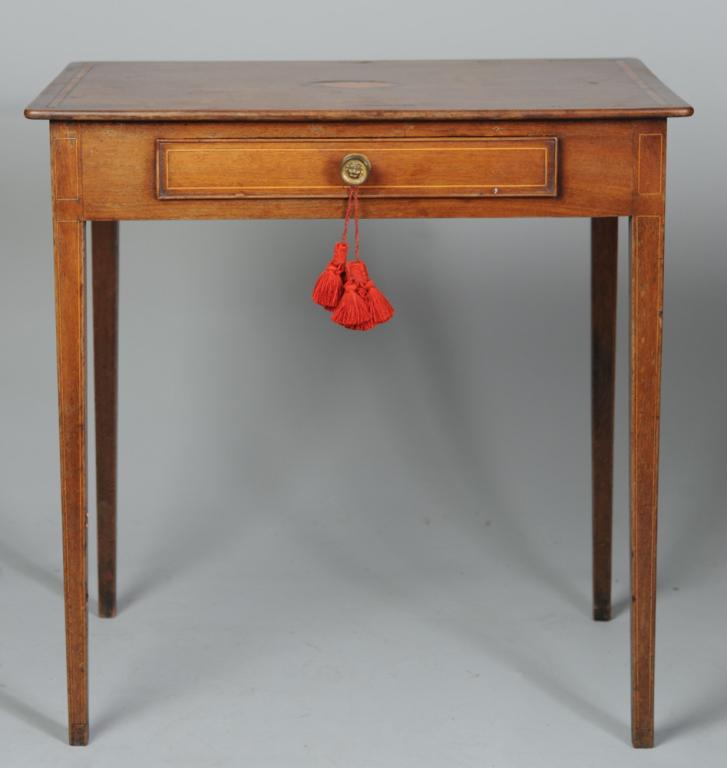 Antique Hepplewhite Style Shell Inlay Work Table (1 of 6)