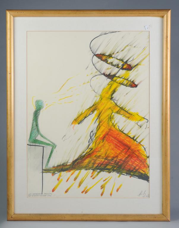 Signed Framed Modernist Drawing 1973 (1 of 4)