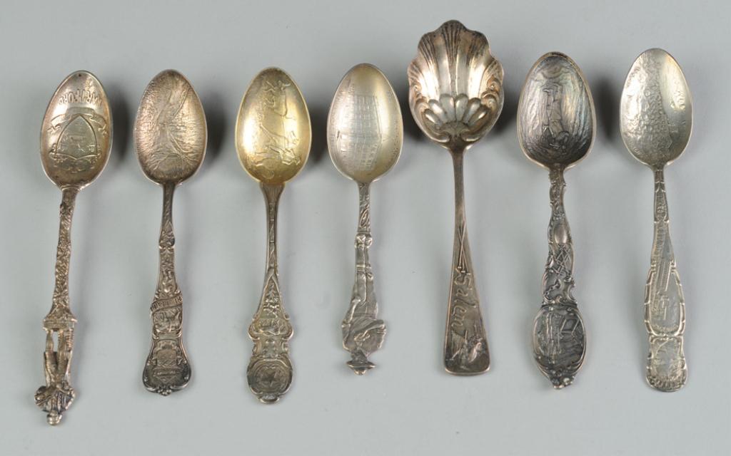 Lot of 7 Sterling Souvenir Spoons (1 of 2)