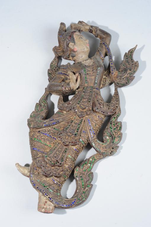 Burmese Carved Wood Temple Dancer Figure (1 of 5)