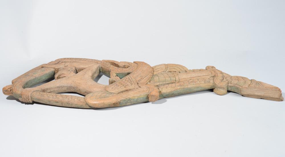 S.E. Asia Large Carved Wood Figural Fragment (1 of 4)