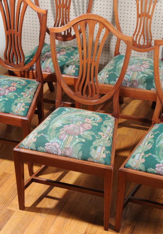 Six Hepplewhite Style Shield Back Side Chairs (1 of 6)