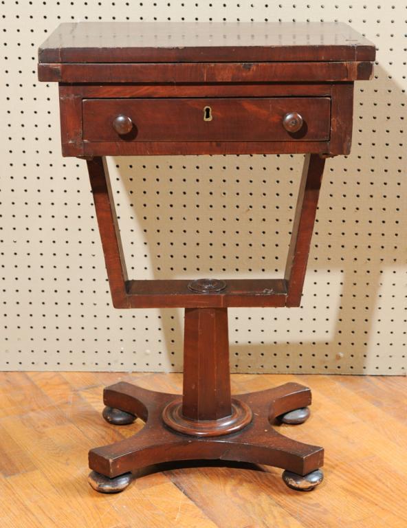 Antique Empire Style Lift Top Game Table (1 of 4)